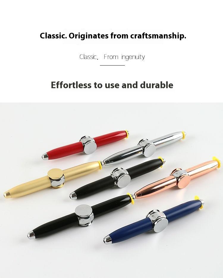Fidget Spinner Pen Metal Ballpoint, Stress Relief Rotating Pen with LED Light, Creative Gift Pen for Students Office Writing Toys