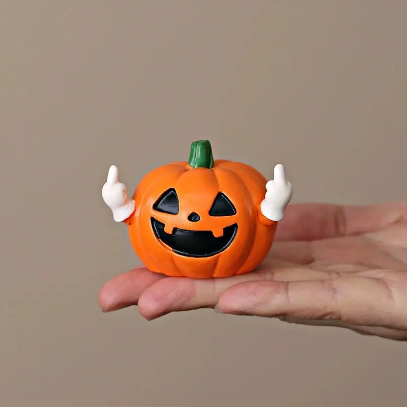 Halloween Decorative Ornament, Funny Pumpkin Figurine, Fun Resin Party Decoration, 1pc Halloween Small Display Item