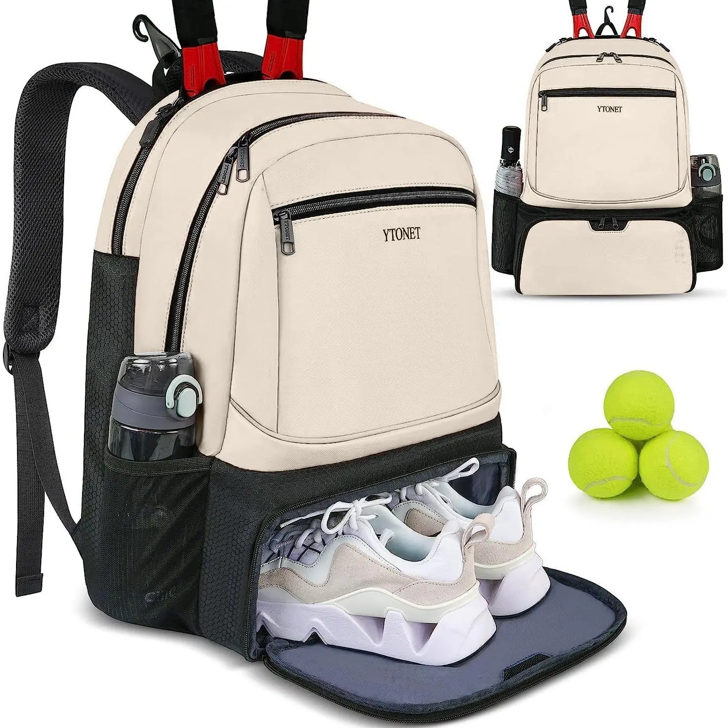 Multi Purpose Tennis Pickleball Badminton Backpack Holds 2 Rackets Large Sport Bag With Insulated Pocket Ventilated Shoe Compartment Fence Hook Adjustable Strap For Men Women Gym Court Training Daily Outdoor Sports Storage Accessories   tennis tote bag
