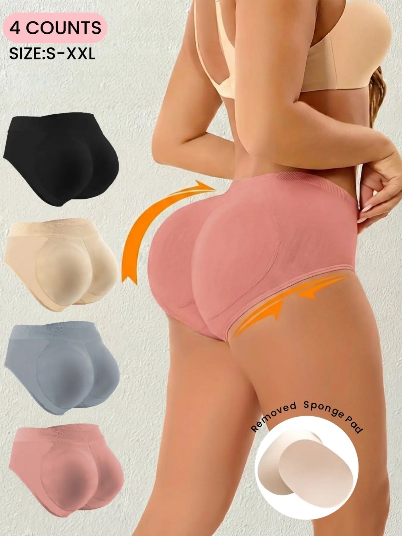 Butt Lifter Padded Panties for Women - Seamless Booty Pads, Hip Enhancer Underwear,Summer Comfort Fit,Soft Breathable Hip Briefs,All Seasons