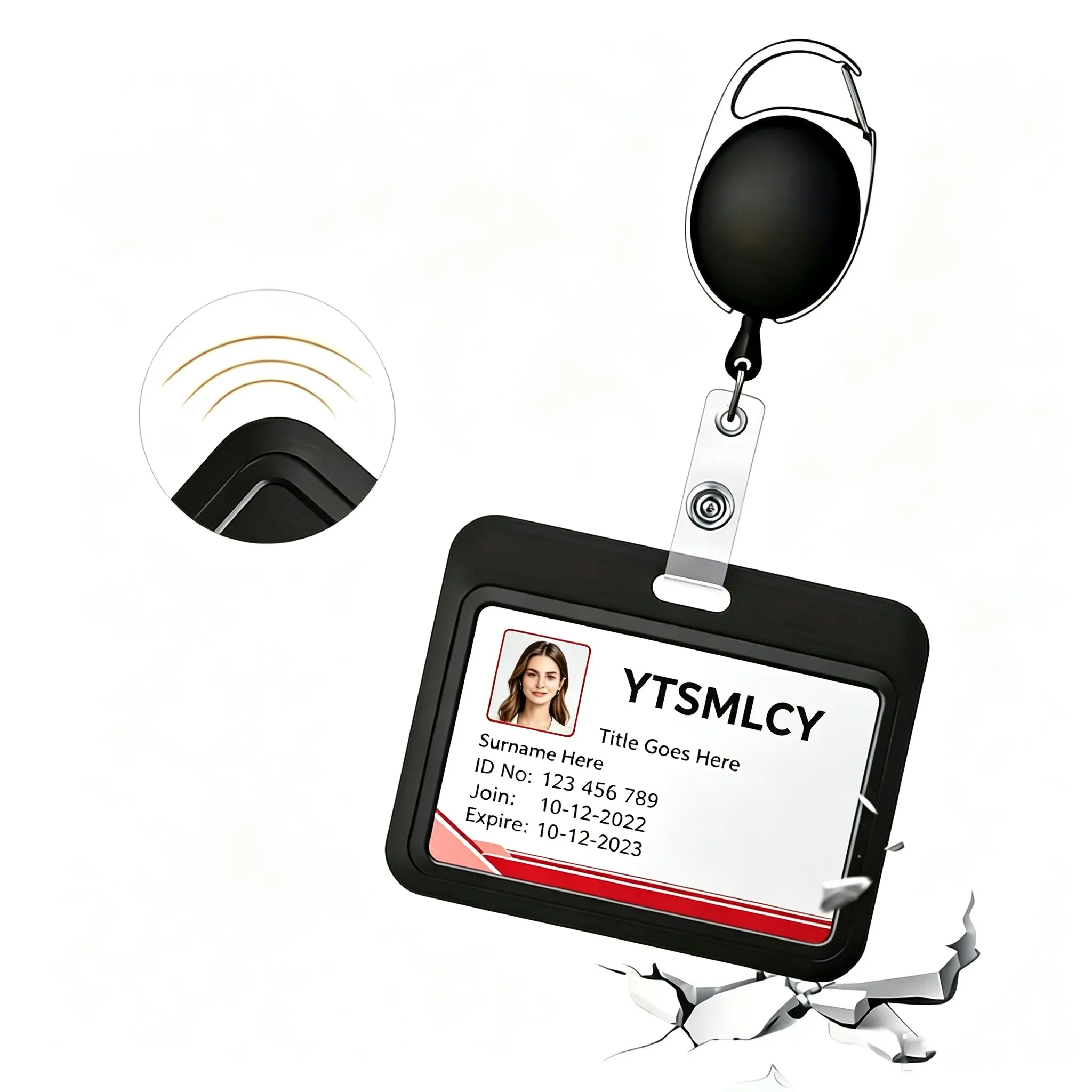 2pcs (1pc horizontal card holder + 1pc stretchable badge reel) ID badge holder, Id Badge Holders Retractable, with push-pull horizontal card box, stretchable badge reel plastic card protector, Retractable badge holder, suitable for office, access card