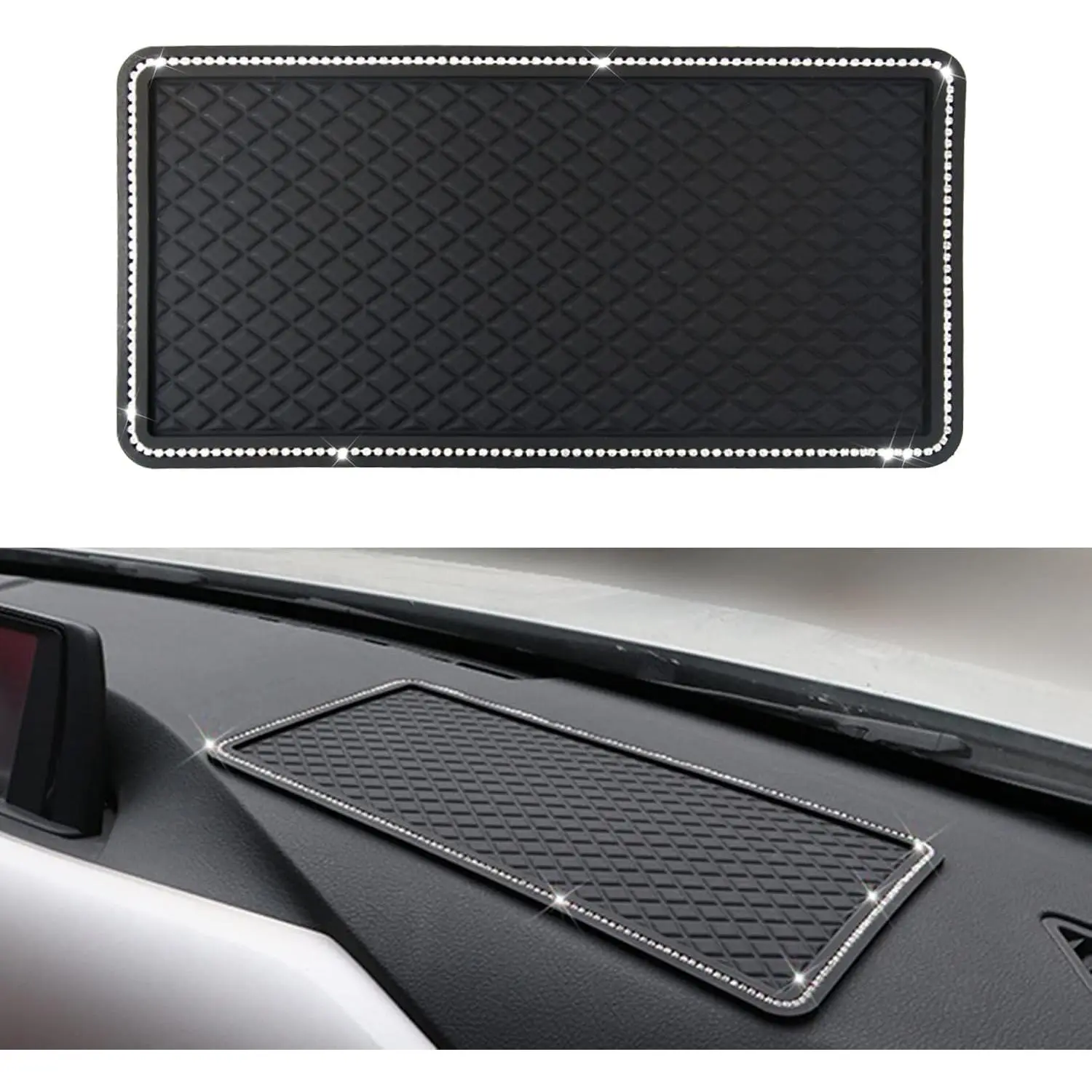 Dashboard Anti-Slip Rubber Pad,    Sticky Adhesive Mat | 11.8"x 5.9" Multifunctional Gripping Mat for Phones, , Sunglasses, ,  Devices