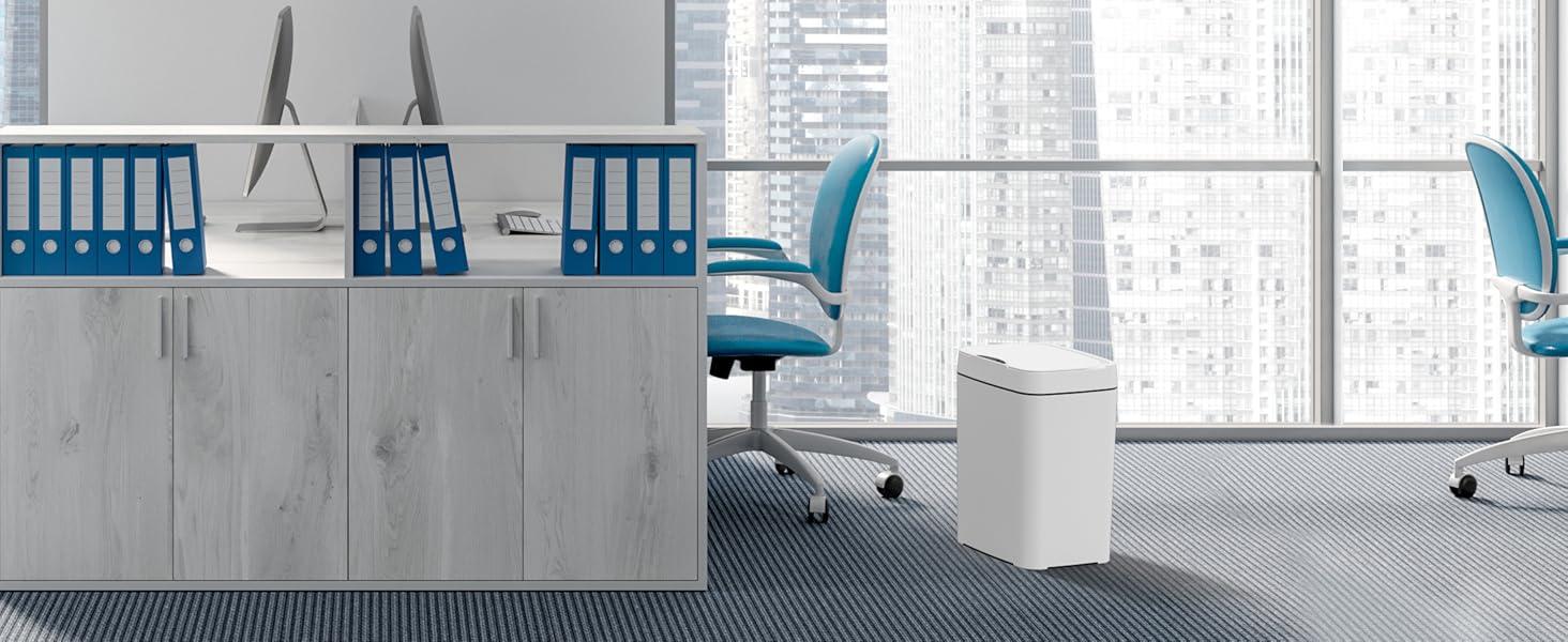 J.C 2 Pack 2.7 Gal Bathroom Trash Can with Lid, Automatic Trash Can Small Garbage Can Touchless, Slim Motion Sensor Waterproof Plastic Trash Bins for Bedroom Office Kitchen Toilet