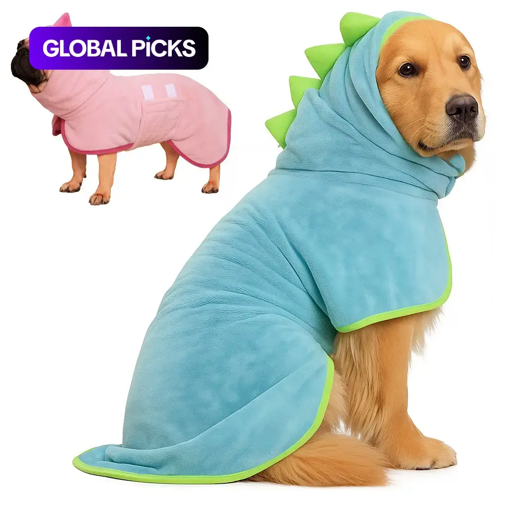 Dinosaur Costume Dog Dress, Cute Puppy Costume, Plush Warm Pet Coat, Quick-Dry Bathrobe, Super Absorbent Towel, Suitable for Small to Large Dogs #GLOBAL PICKS