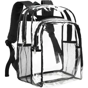Clear Backpack Heavy Duty - Clear Backpacks for School Transparent Bookbag for Girls Boys Large See Through Bag for Work, College, Concert - BlackGift.