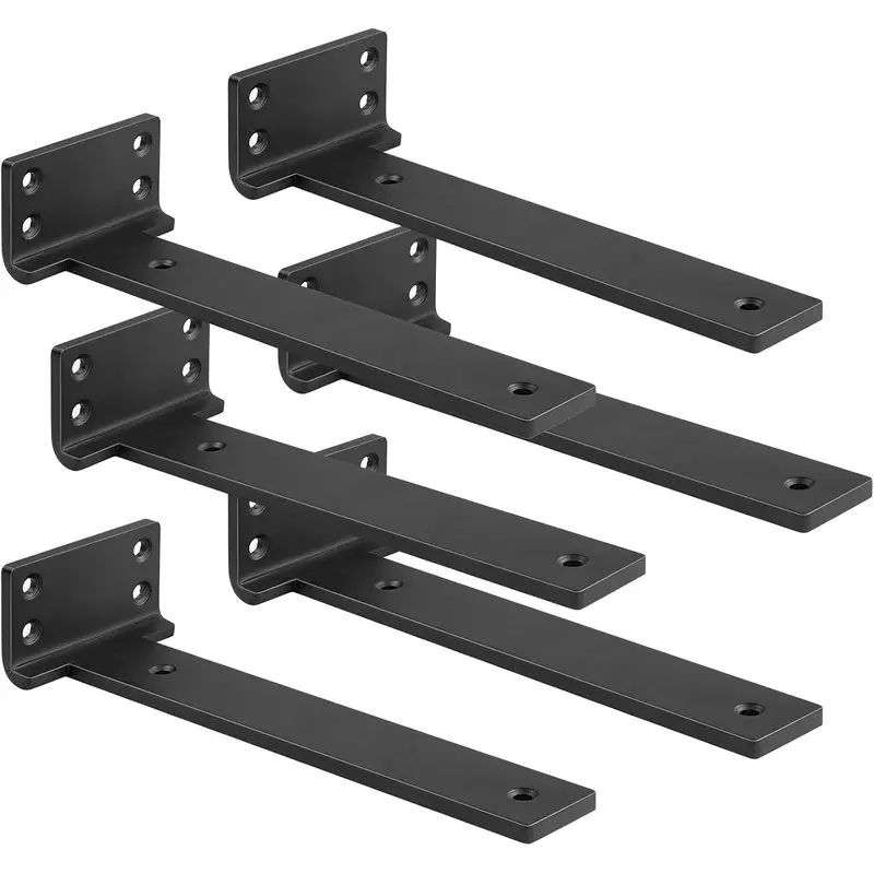 Floating Shelf Brackets 10 inch 6 Pack L Brackets for Floating Shelves Metal Heavy Duty Shelf Bracket for Shelving Brackets Decorative with Mounting Hardware Screws