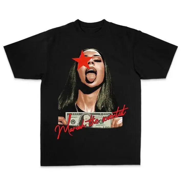[100% Cotton] Mariah The Scientist Star Red Short-Sleeve Round Neck Retro Casual Graphic Tee, Classic Mens Sports Top, Shortsleeve, Streetwear Clothing, Cotton Graphic Tees, Crew Neck, Daily Wear, Regular Fit, Breathable, Jackets, Swag Clothes, Cargo Pant