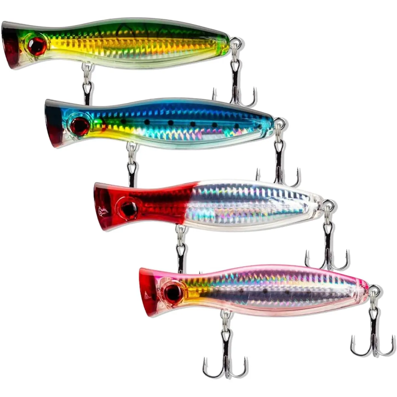 Large Top Water Popper, 4 count  Eyes Tuna Popper, Saltwater Poppers Fishing Lures for Surf Fishing, Bluefish,Fishing Gt Tuna Kingfish Large  Fish (4.7IN) (4)