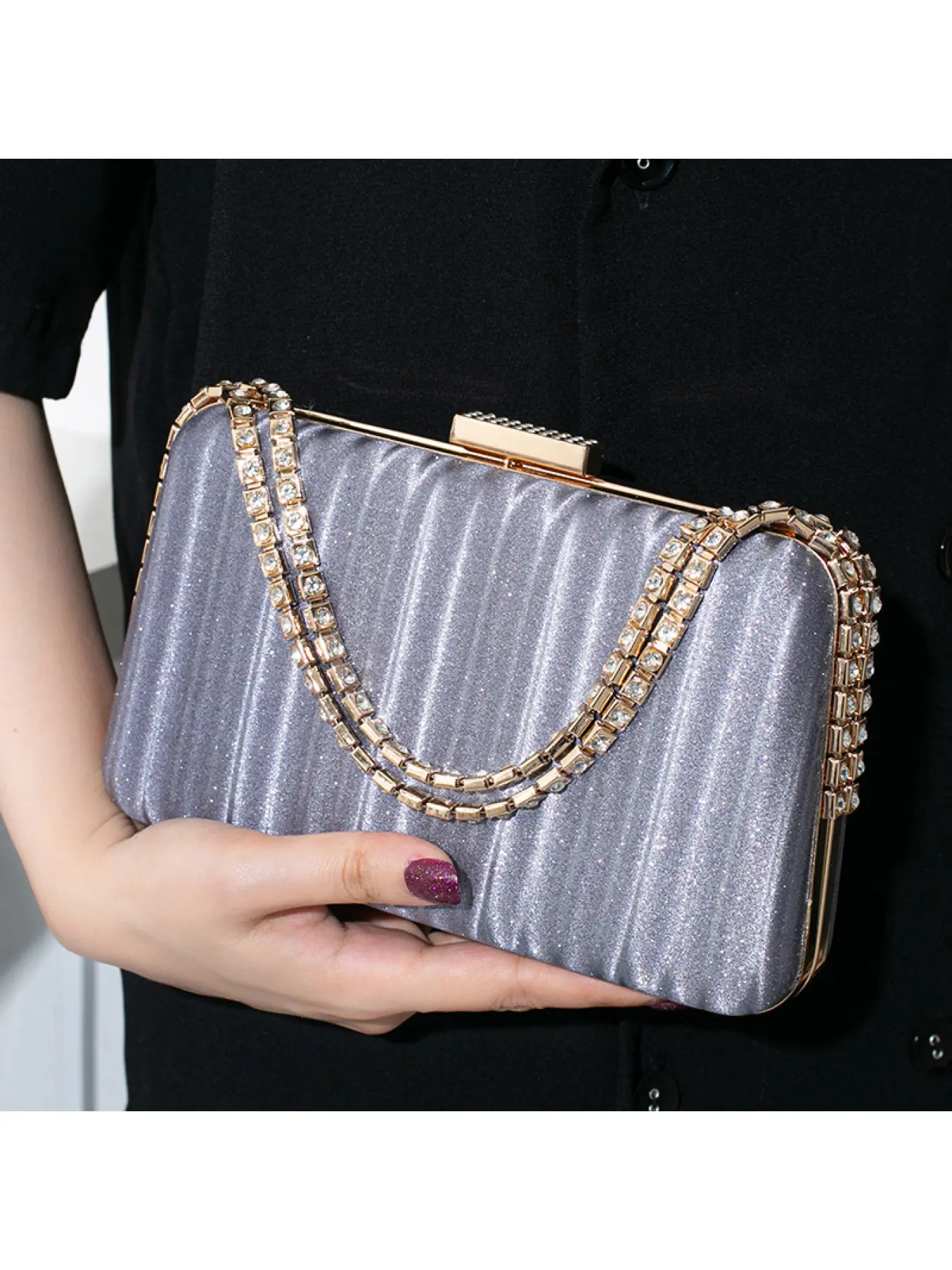 Ladies' Embellished Evening Bag; Diamond Handbag; Clutch Chain Square Bag;
