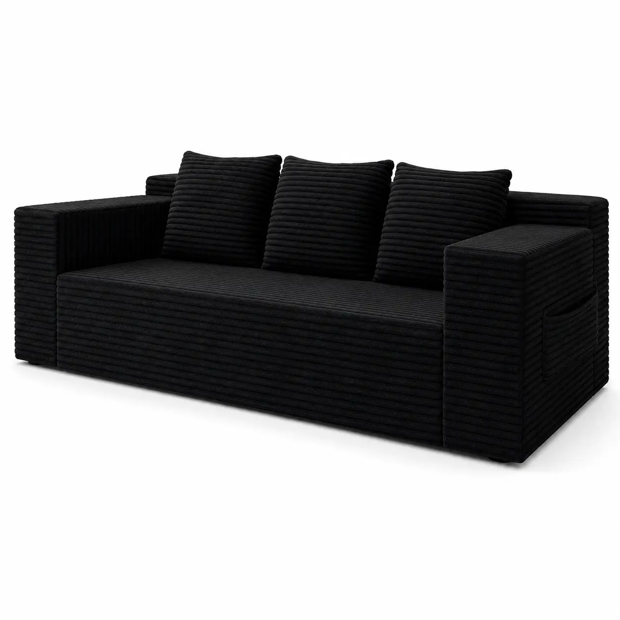 Minimalist Plush L-Shaped Sectional Sofa - Soft Corduroy, Deep Seat, No Assembly Required, Perfect for Small Spaces