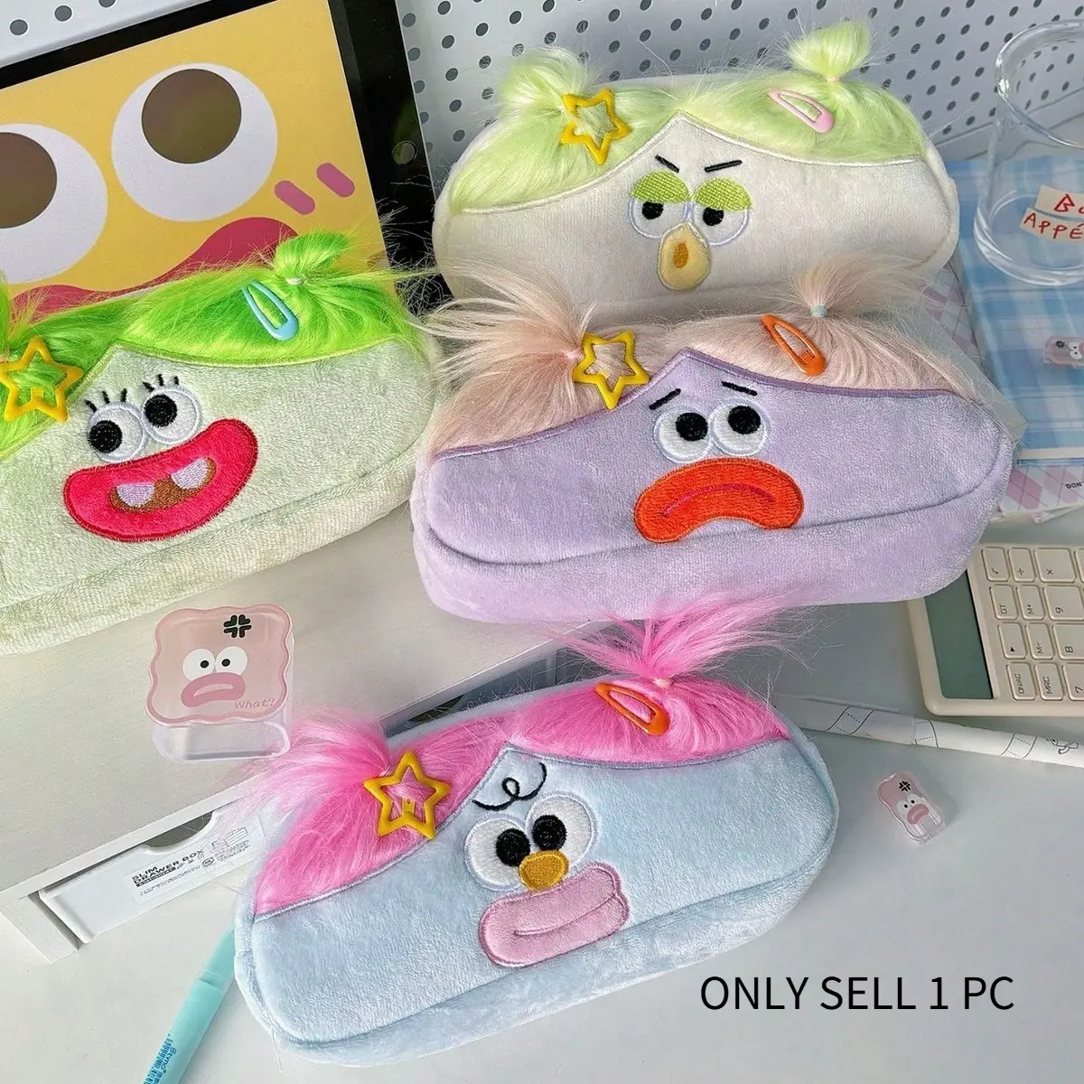 1pc Cute Cartoon Large Capacity Pencil Case, Korean Japanese Style Multi-functional Stationery Box, Unisex Simple Pouch, Can Be Used As Cosmetic Bag & Wash Bag, School Supplies for Back to School, Multifunctional Stationery