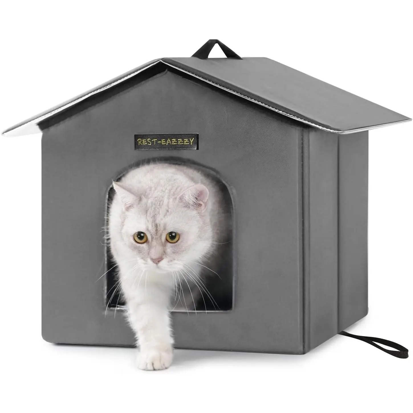 Outdoor Insulated Cat House for Feral Medium Cats Weatherproof | Indestructible windproof shelter with mat & clip, insulated waterproof design, fits stray & feral cats for winter outdoor use
