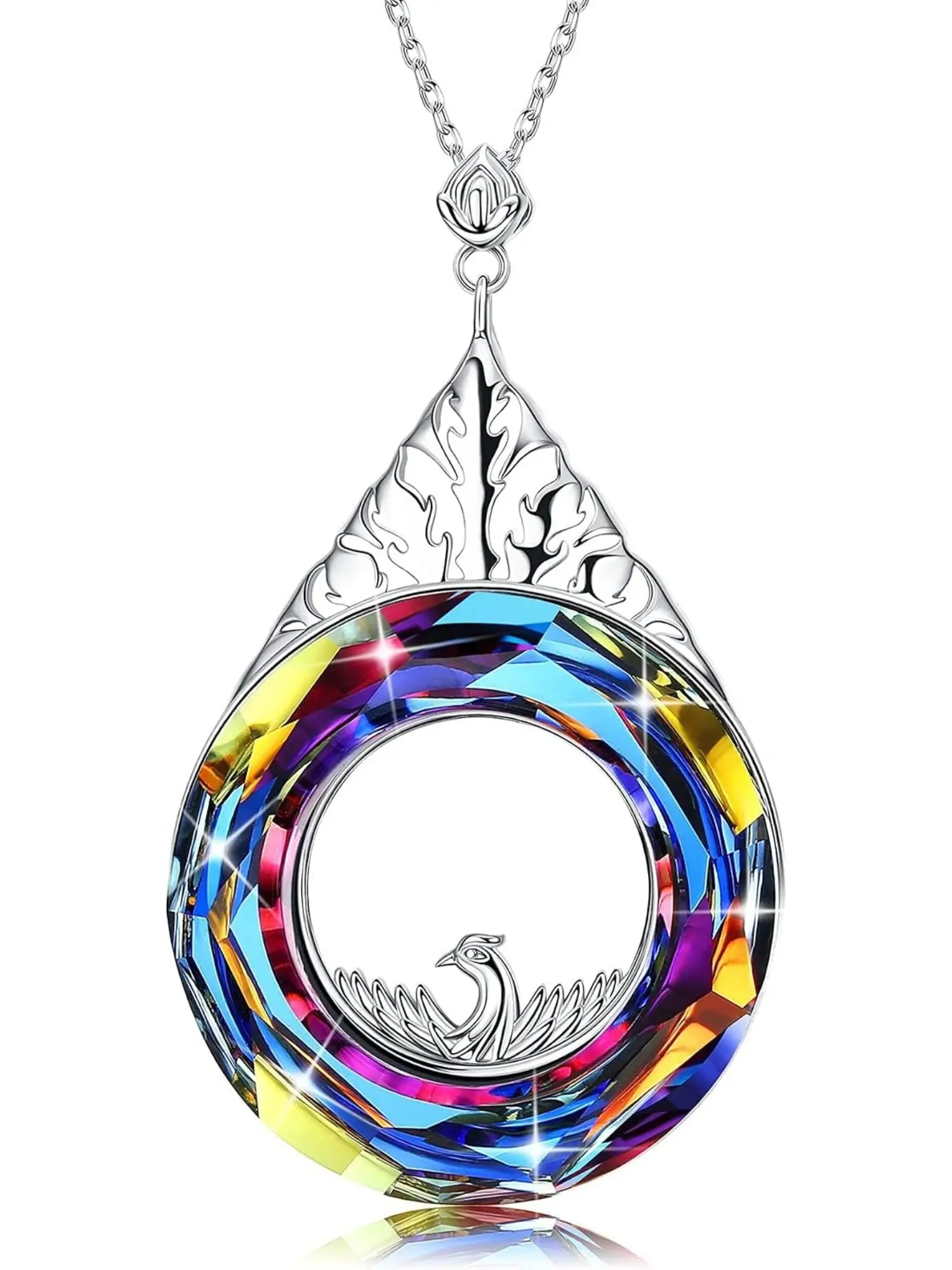 Austrian Crystal Phoenix Pendant Necklace for Women, Elegant Nirvana Phoenix Charm Dainty Jewelry Gift for Wife Her Shining Necklace