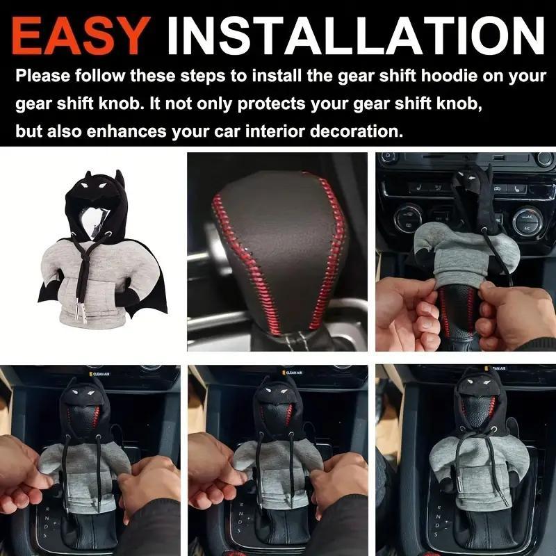 Creative Hooded Cape Design Car Gear Shift Cover, Dustproof Car Gear Shift Cover, Car Interior Decorative Accessories for Men & Women, Men Gifts, Black And Gray, Halloween, Car Interior Kit