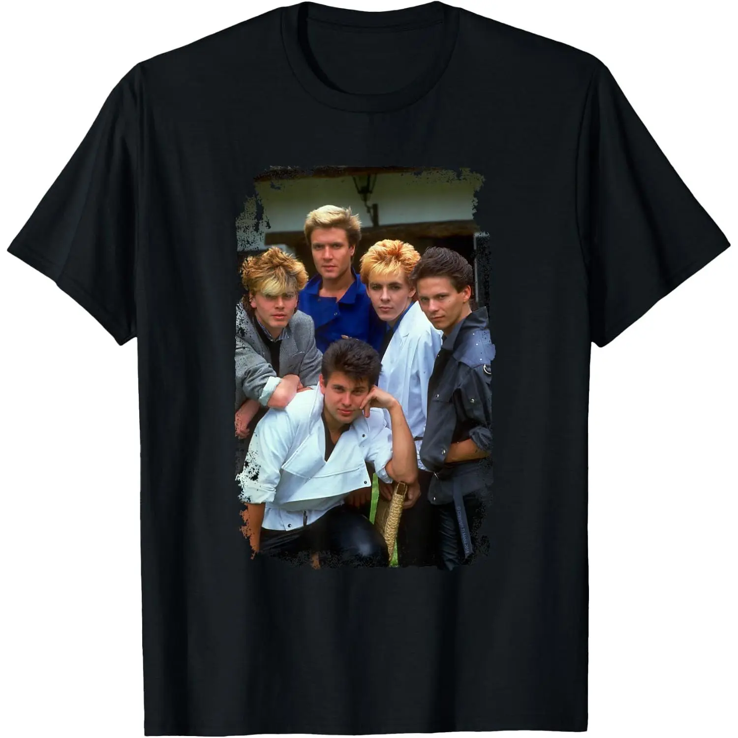 Unisex Graphic T-Shirt, Vintage Distressed Duran Duran 80s Band Portrait, Casual Oversized Short Sleeve Cotton Tee for Music Fans, Street Style