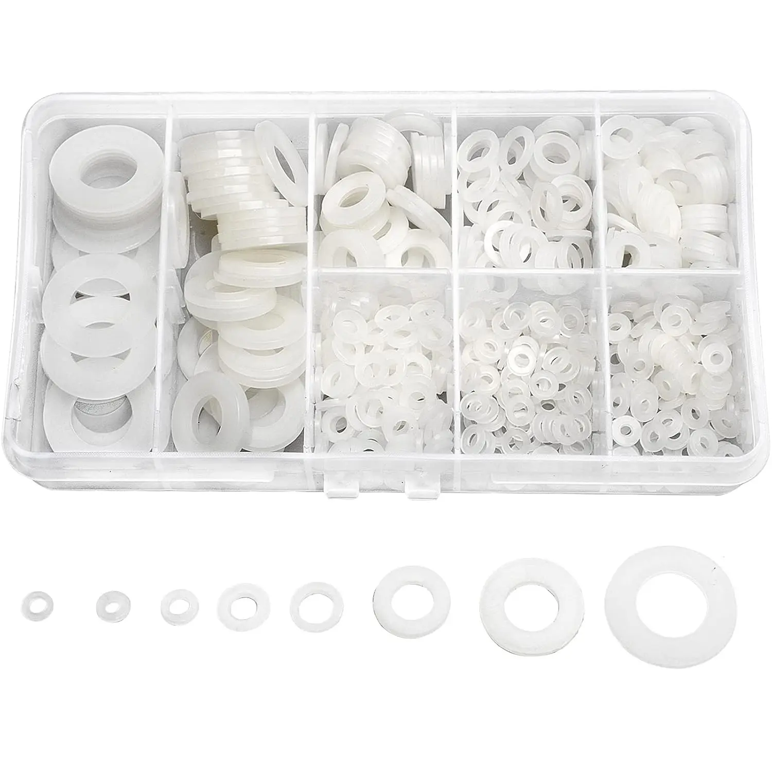 510 Pcs White Nylon Flat Washer Assortment Kit - M2 M2.5 M3 M4 M5 M6 M8 M10 Insulating Washers for Electrical Connections on Household & Commercial AppliancesGift