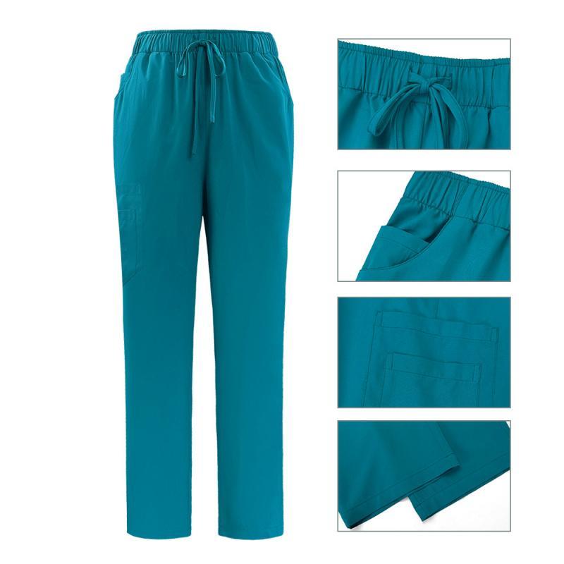 Women'S 2 Piece Stretch Jogger Scrubs Set Solid V-Neck Nursing Uniform Quick Dry Breathable