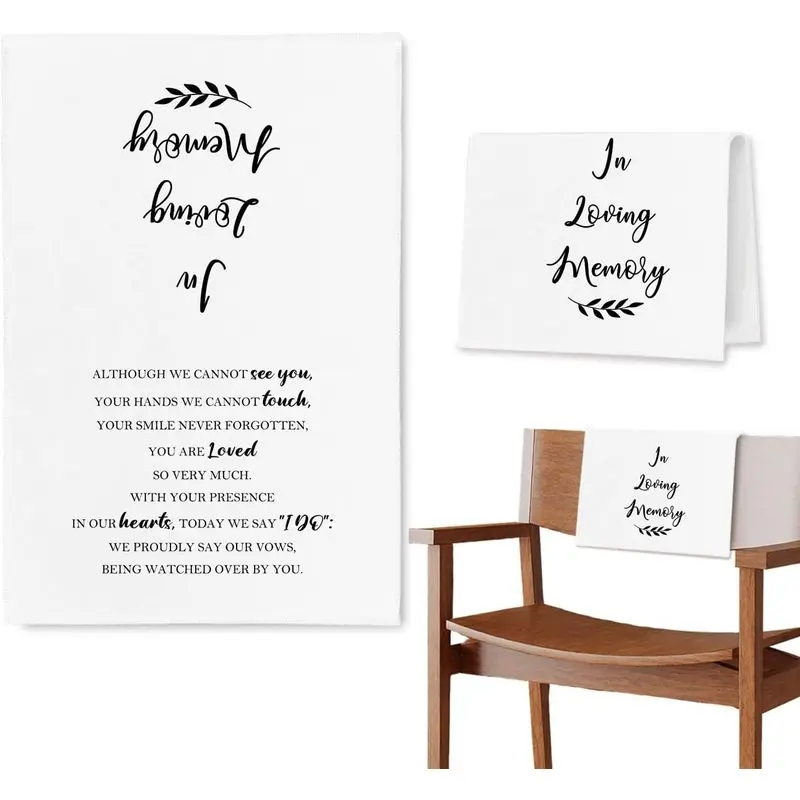 In Loving Memory Wedding Sign, Memorial Reserved Signs Pew Cloths Seating Placeholder for Chairs, Wedding Decorations for Reception Celebrations Event (2 Pcs)