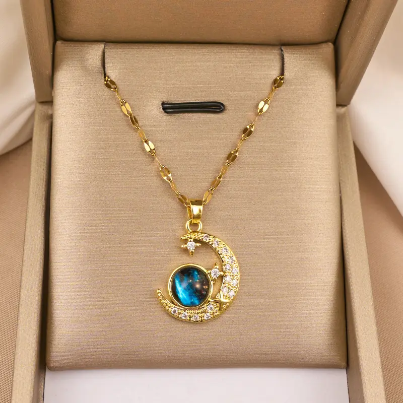 Starry Moon Luxury Elegant Full-Diamond Necklace for Women DDXL0161 Versatile Collarbone Chain Jewelry