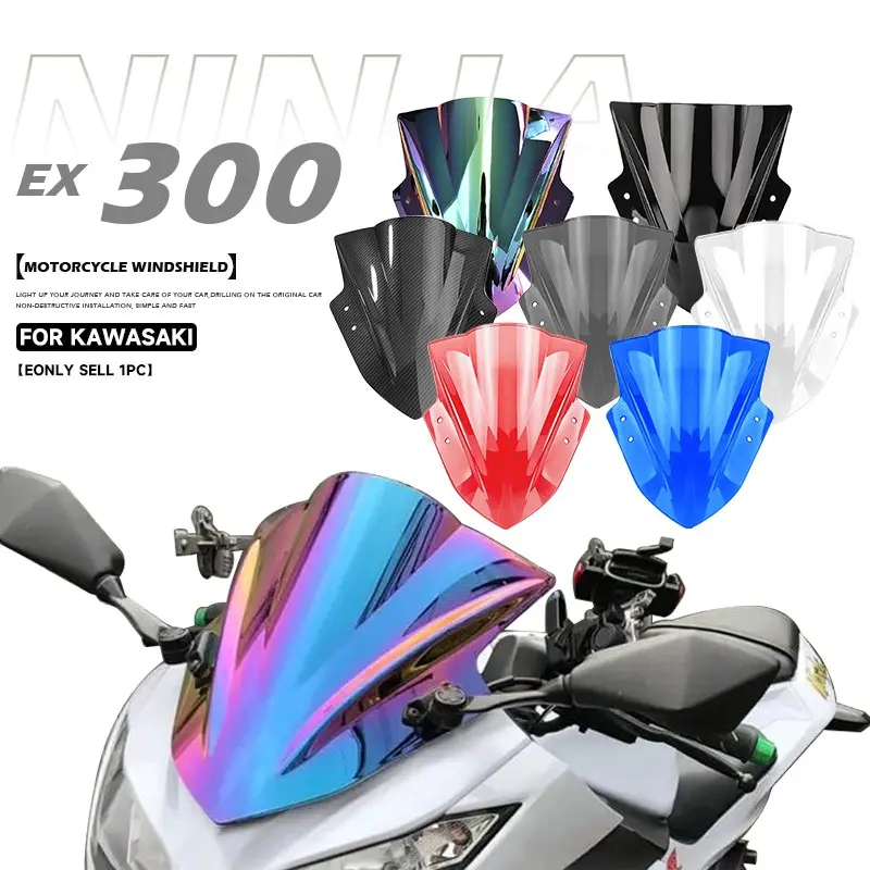 1pc For Kawasaki Ninja300 Ex300 Ex300r Motorcycle Front Windshield, Multi-Color PC Bike Windscreen Accessory, Nylon Material, Motorcycle Parts