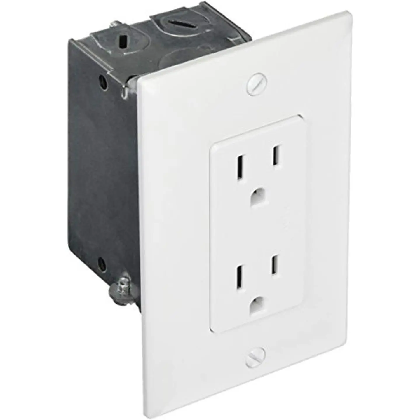 Legrand - OnQ Duplex Power Kit (F7526) with Tamper-Resistant Outlet, Metal Junction Box, and Faceplate for Structured Wiring Enclosures and Standard Outlet Knockouts