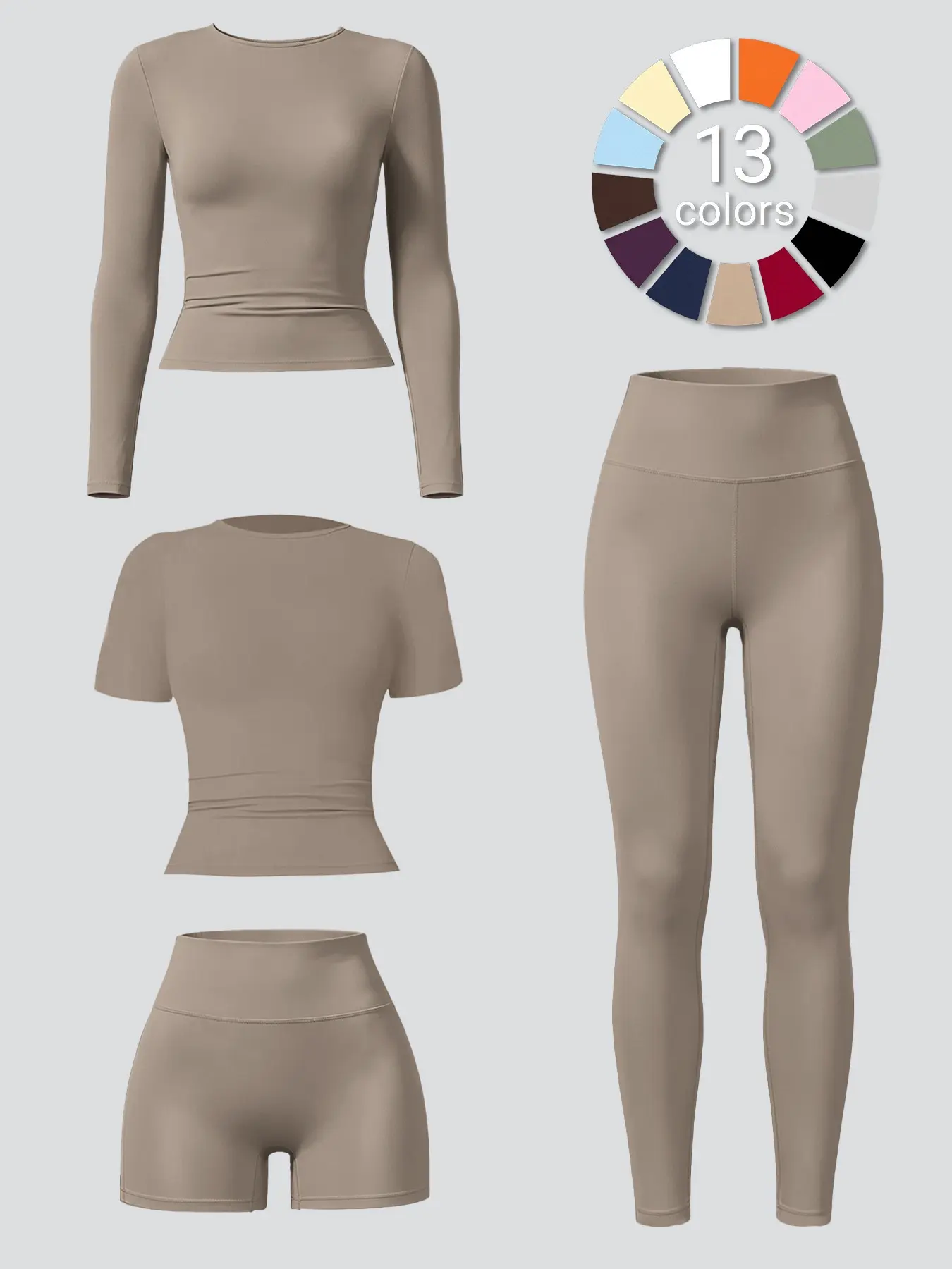 Women's 4‑Piece Yoga Fitness Athleisure Set, High‑Waist Sporty Outfit, Breathable Stretch Fabric, Mix & Match Design, Ideal for Gym & Daily Wear