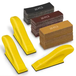 3 Pack 3.5 x 1 Inch Craft Finger Sanders, Mini Detail Sander Set with 90 Sheets (60-800 Grit Sandpaper) for DIY Crafts, Leather, Glass Tight Narrow Finishing & Polishing