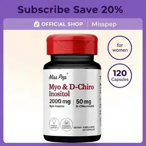 Misspep Myo-Inositol & D-Chiro Inositol Women's Vitamin Supplement, 2000mg Myo-50mg D-Chiro (40:1 Ratio), Hormone Balance & Ovarian Health Support, 120 Vegan Gluten-Free Capsules