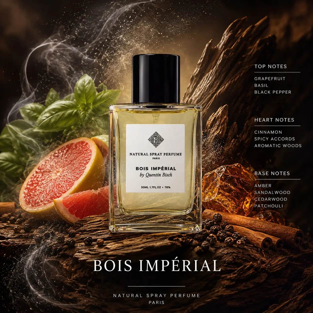 Boys Empire Natural Perfume, French Luxury Retro Spicy Woody Scent, 50ML Long-Lasting Grapefruit Cinnamon Sandalwood, Unisex Fragrance