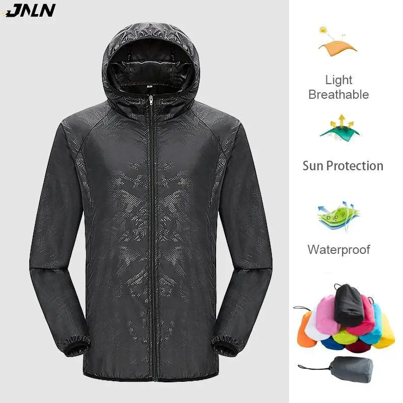 2026 new hot item JNLN Men Women Waterproof Hiking Jackets Quick Dry Camping Windbreaker Unisex Outdoor Trekking Raincoat Anti UV Packable Clothes
