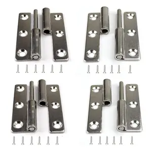 4 Pack 3 Inch Lift Off Hinges, Detachable Door Hinges, Stainless Steel Flag Hinge, 2 Right Handed + 2 Left Handed, Slip Joint Design