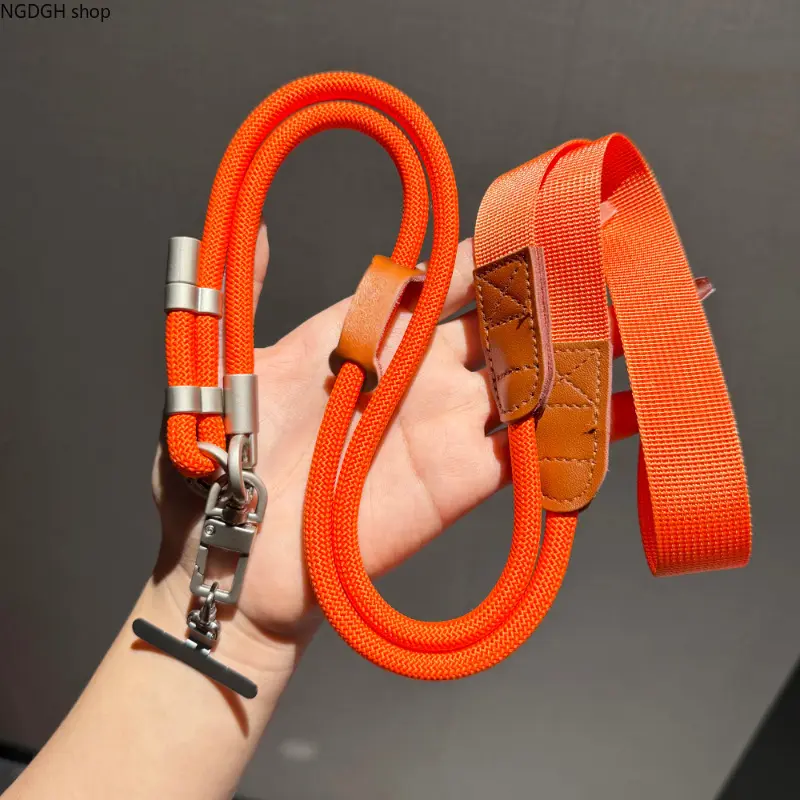 Lanyard Strap for Men, Colorful Trendy Nylon Rope with Leather Accent, Adjustable Sports & Outdoor Accessory, Crossbody Neck, Variable Length, Accessories, Fashion Accessory