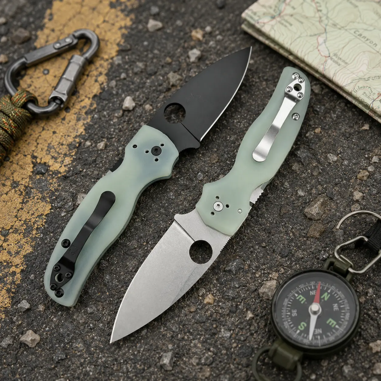SP C229 Transparent G10 Handle Pocket Knife Outdoor  EDC Camping Hunting Knife Portable Folding Knife With Back Clip Knives