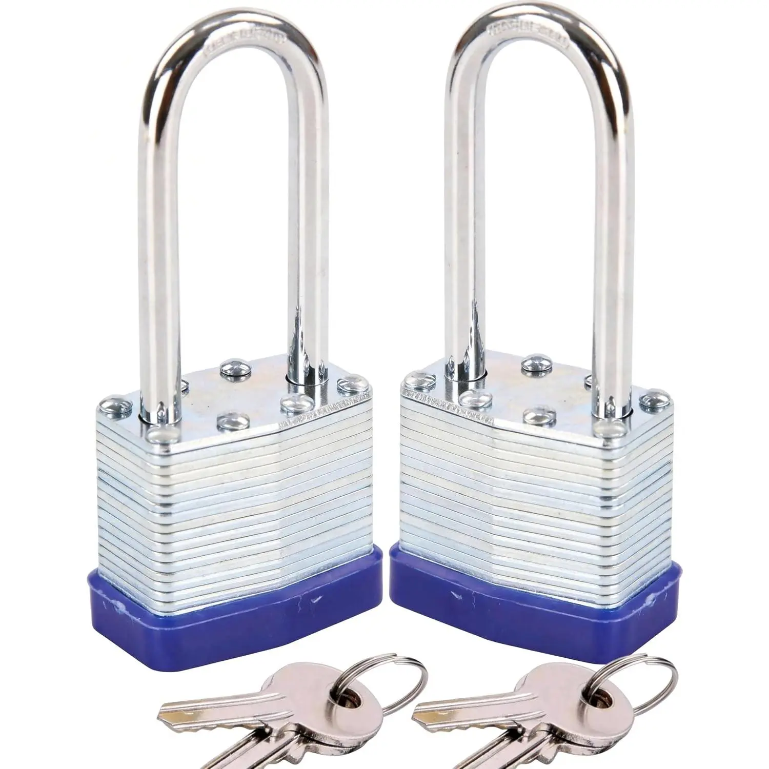 Duty Security Padlock - Keyed-Alike, 2-3/8" Long Shackle, Steel Brass Construction, 2PK, Security Locks