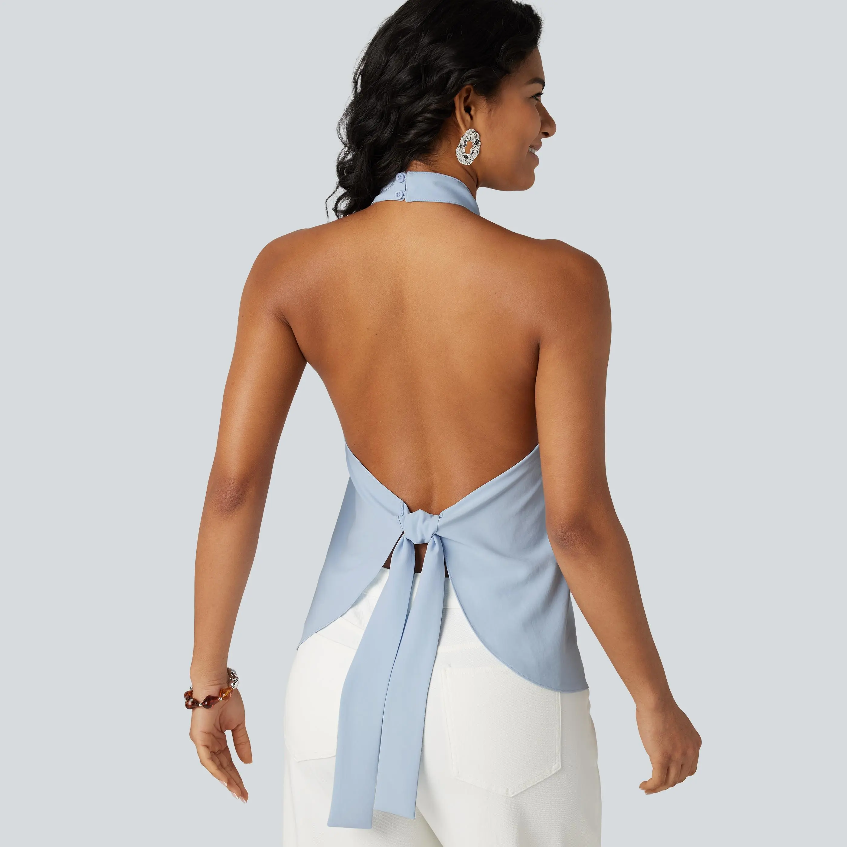 Halara Backless Tie-back Casual Halter Top