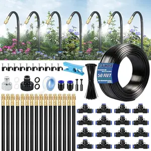 Drip Irrigation System--50FT 1/4" Garden Watering System with 16 count Copper Nozzles, 360? Curved Garden Automatic Irrigation System for Garden/Lawn/Greenhouse/Raised Beds/Outdoor
