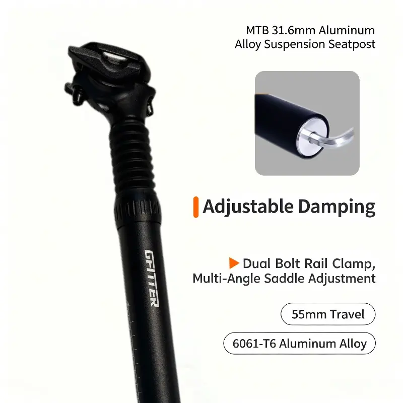 MTB 31.6mm Aluminum Alloy Suspension Seatpost With Adjustable Damping MTB Parts