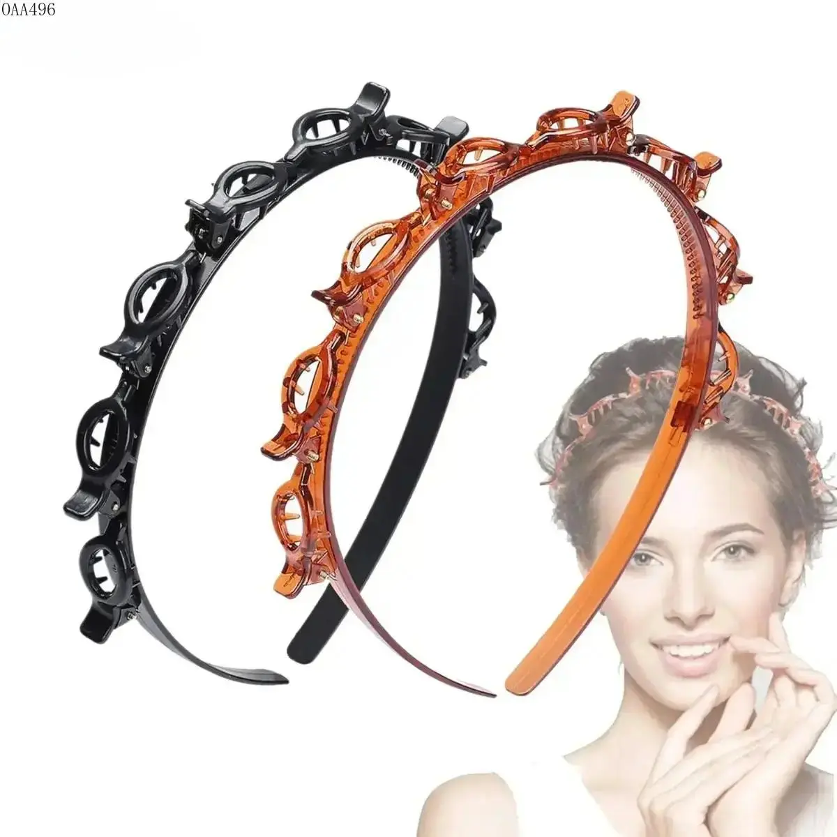 Women's 2-Piece Wide Headbands Set Plastic Resin Anti-Slip Lightweight Comfortable for Daily Wear Makeup