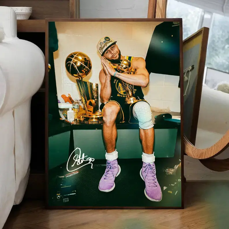 Stephen Curry 2022 Champion Poster, Artistic Minimalist Creative Wall Art Painting for Room Decor, Unframed Wall Print (Frame for Display Only)