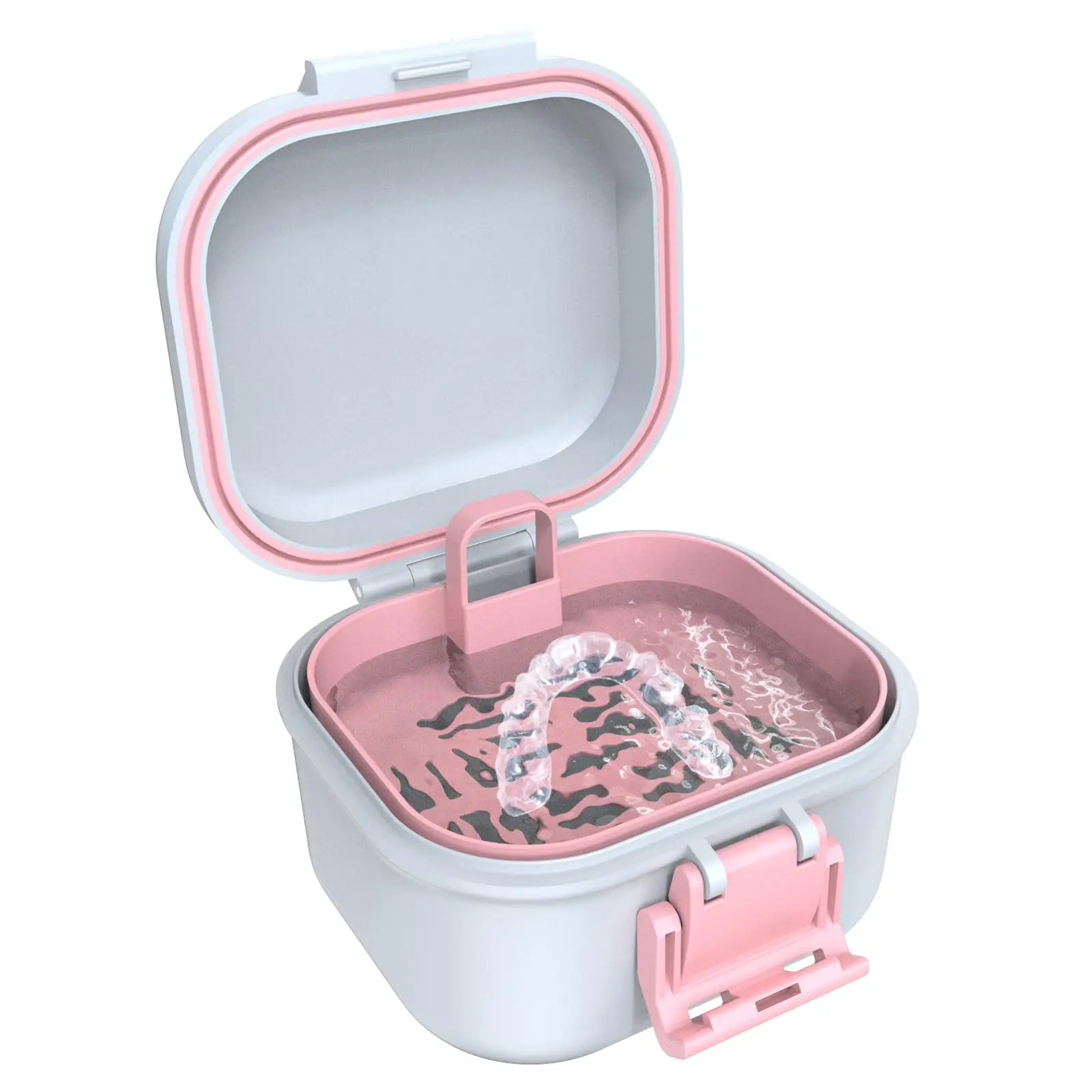 Leak-Proof Denture Case - Premium Denture Cup for Soaking & Cleaning, Portable Travel Retainer Case with Strainer Basket, Ideal for Mouth Guards & False Teeth