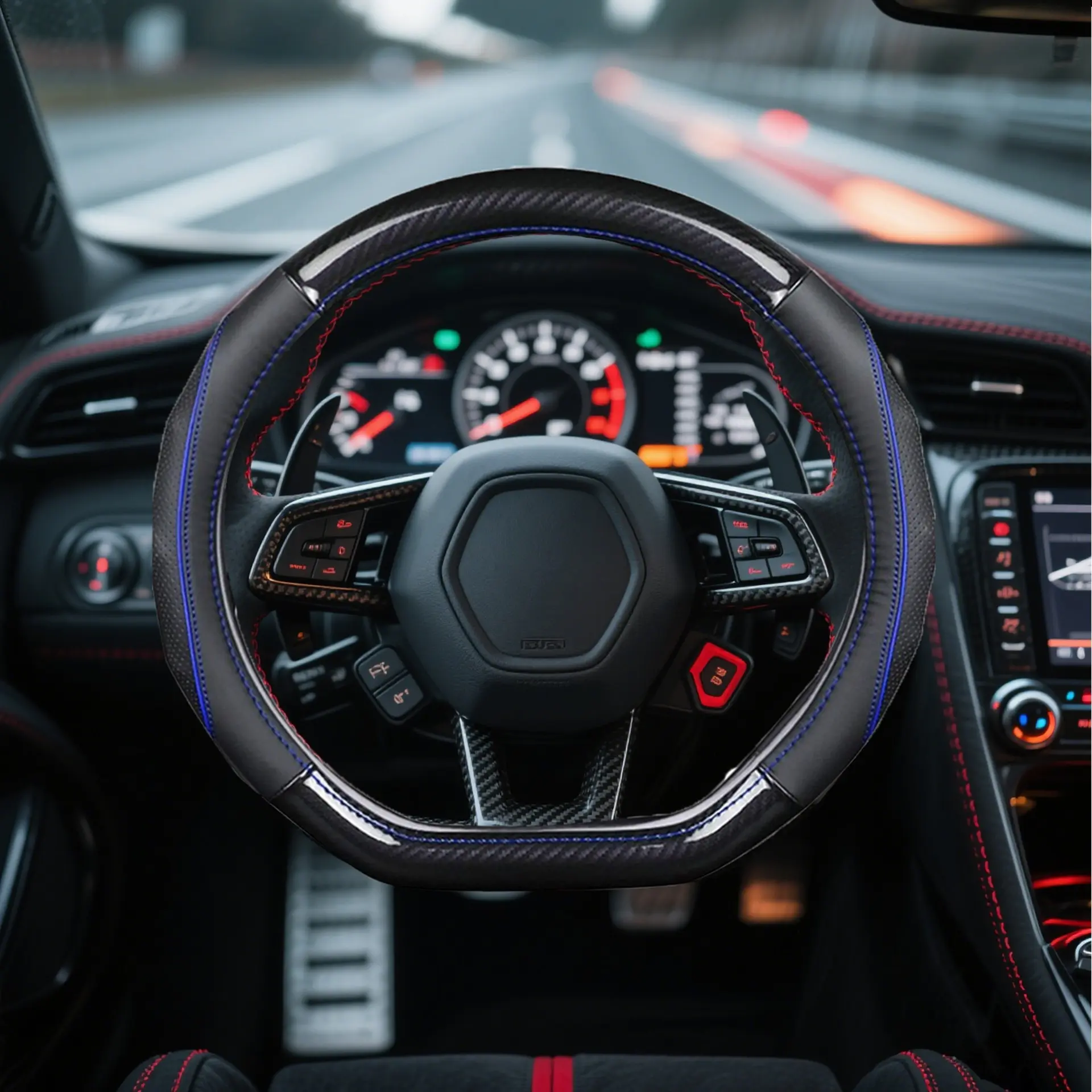 Car Steering Wheel Cover, Fits Most Car Models, 38cm Size, Leather Material, Non-Slip Durable, Round and D-Shape Compatible, D Shaped Steering Wheel Cover, Car Accessories
