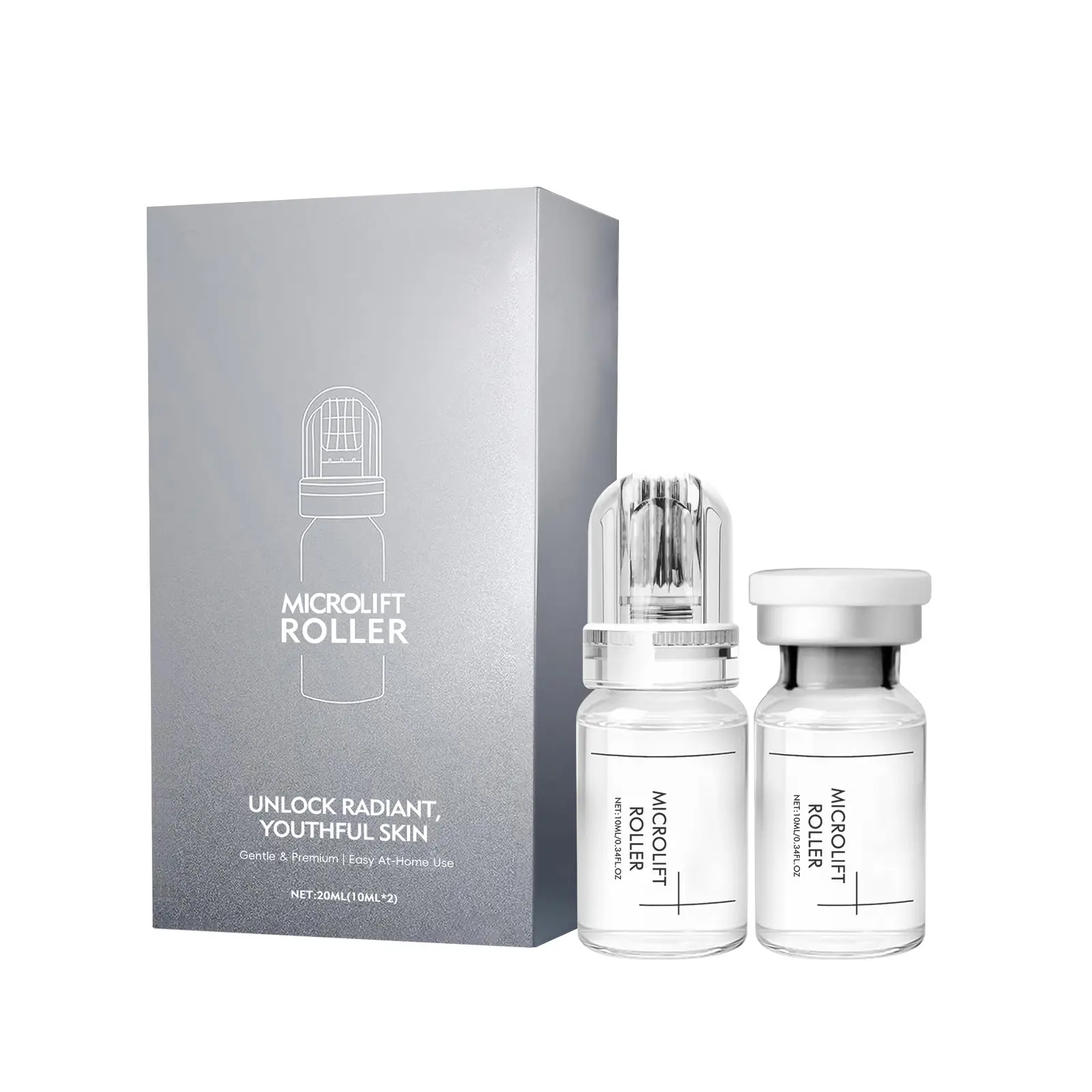 20ml Roller Serum Set (2 x 10ml Vials) - Easy Home Facial Massage, Nourishing Skincare Serum for Daily Use skin