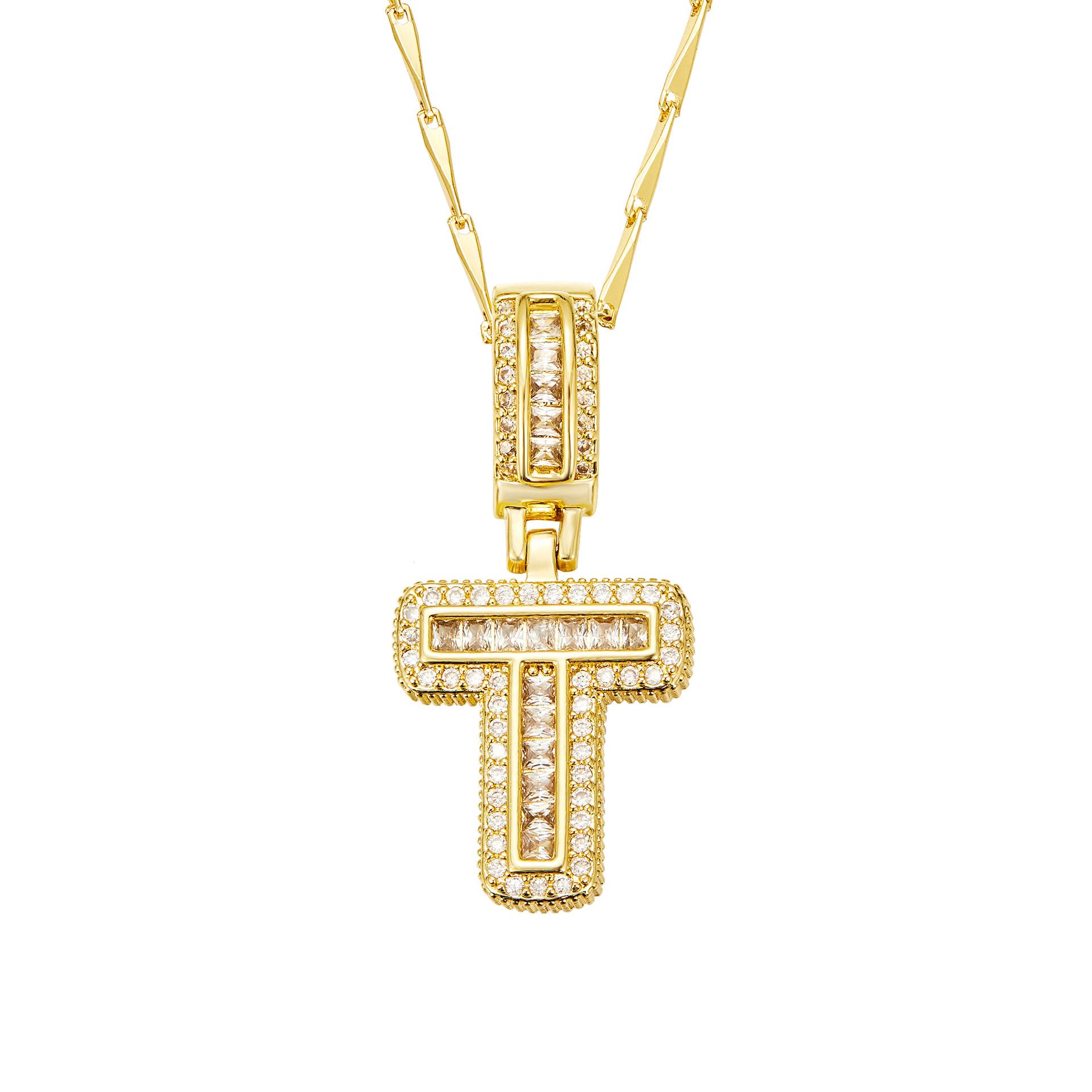 Crystal letter pendant necklace, inlaid with zirconia and plated with real gold, round 26 English letter collarbone chain ZM2Z.The classic letter necklace is timeless and suitable as a birthday gift for friends or couples