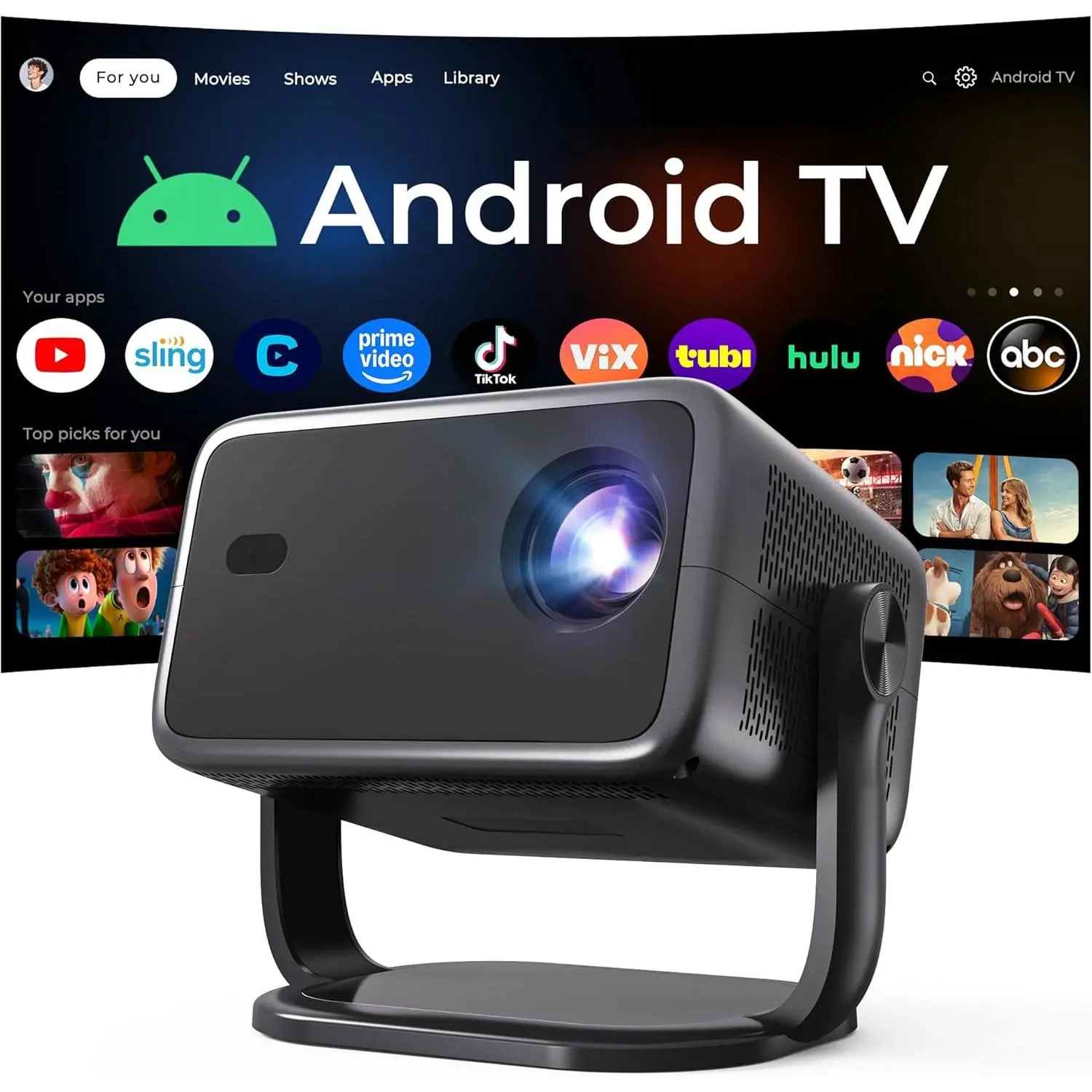 Projector with WiFi 6 and  5.4, 800 ANSI  1080P Portable Mini Projector with Auto Focus & , 360° Rotatable for Bedroom  Theater Outdoor Movie X6 Black