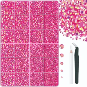 24 Colors 30000 Flat Back Nail Art Rhinestones, Nail Gems, Sparkling Bright Drills, High-Profile Nail Decoration, DIY Nail Art Supplies