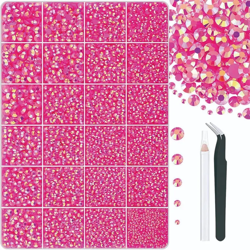 24 Colors 30000 Flat Back Nail Art Rhinestones, Bling Rhinestone, Nail Gems, Sparkling Bright Drills, High-Profile Nail Decoration, DIY Nail Art Supplies