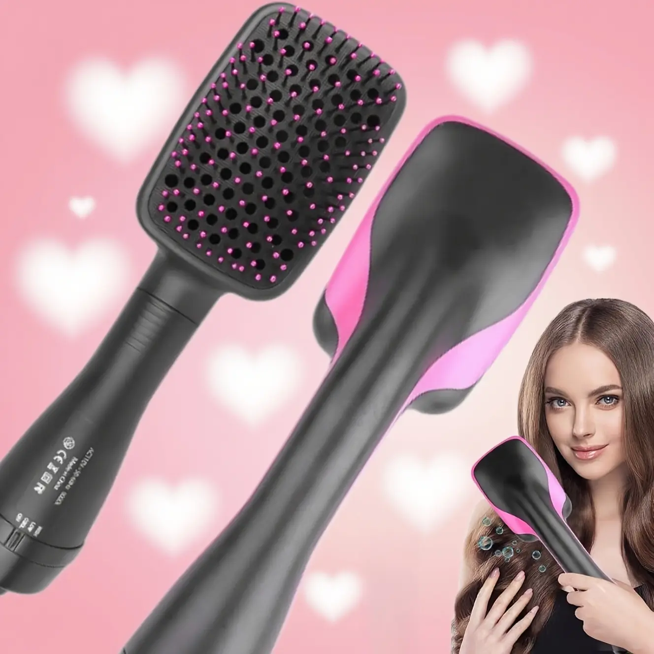 2-in-1 Multi-Use Hot Air Brush - Hot Air Styling, Curling, Straightening Functions, Suitable for Dry/Wet Hair, Stylish Design, Durable Build