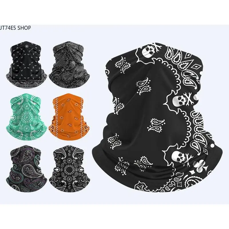 Cashew Printed Ice Silk Sun Protection Neck Gaiter, Quick Dry Lycra Running Fishing UV Protection Face Mask