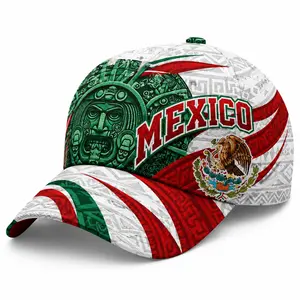 Mexico Aztec Baseball Cap for Men Women, Printed Six-Panel Curved Brim Hat with Adjustable Back Strap, sooners baseball, stylish golf, nets fan, football supporter, raptor printed hat, official soccer, unisex summer, classic baseball