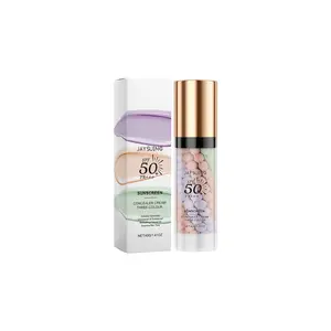 3-in-1 Color Correcting Facial Serum, Moisturizing Primer, Hydrating, SPF 50 PA+++, Brightening Primer for Even Skin Tone, Oil Control & Refreshing, Purple, Pink & Green Tones